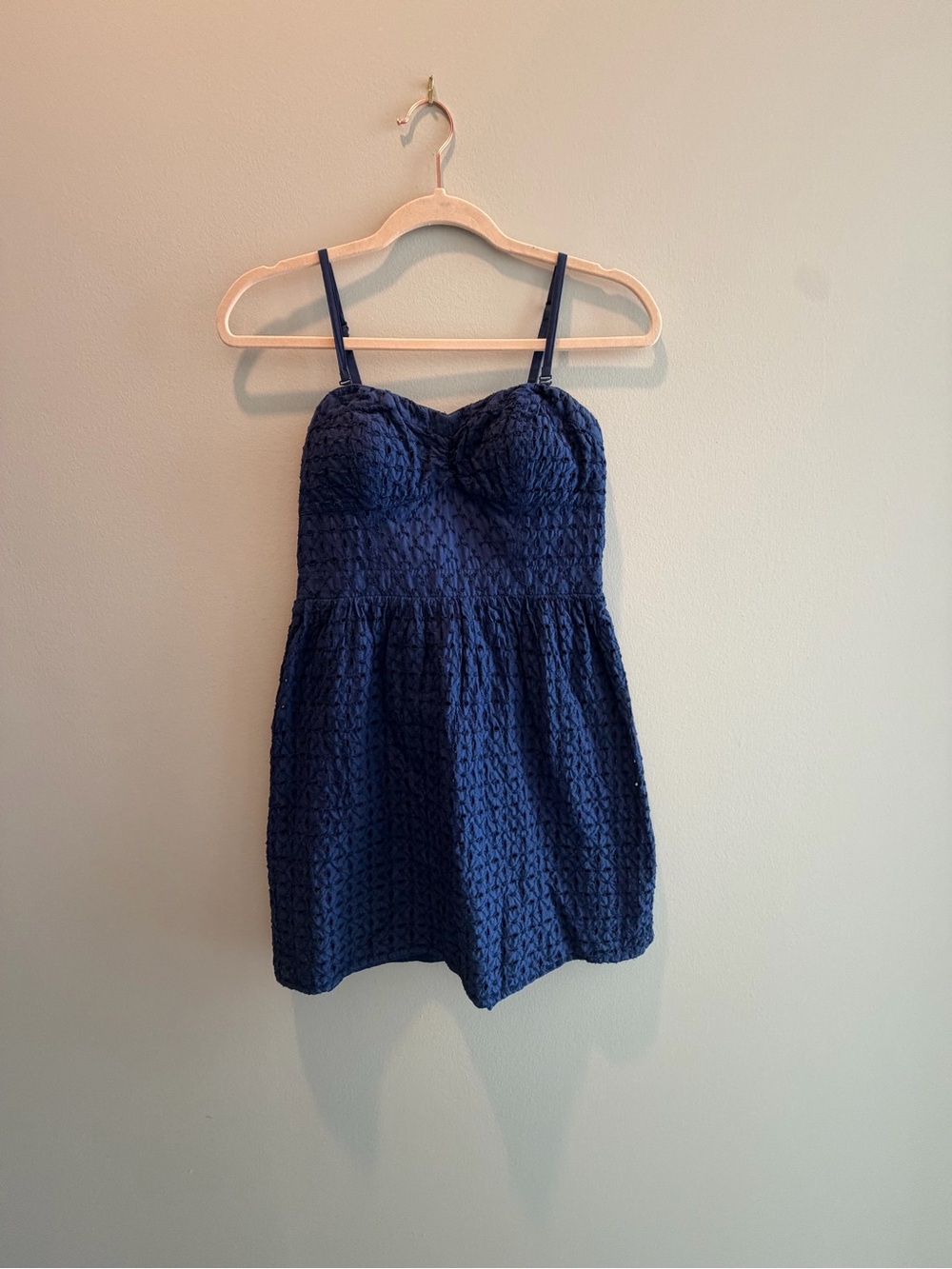 American Eagle Navy Blue Eyelet Lace Bustier Mini Dress